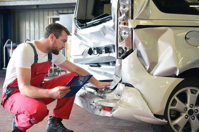 Vehicle body repair in progress